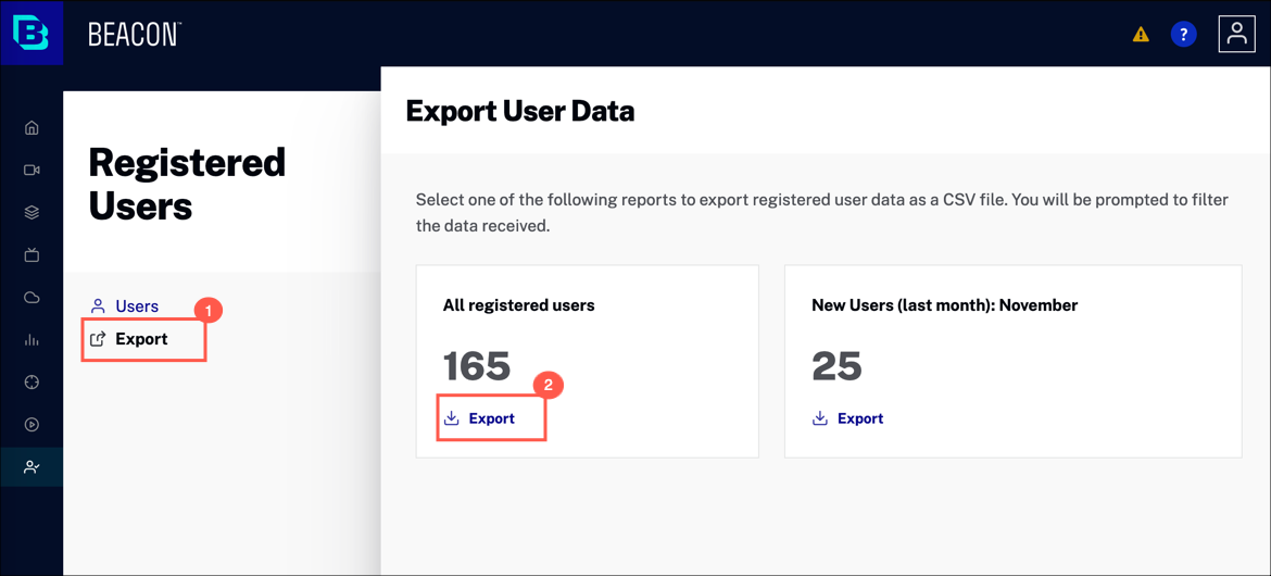 Export user data