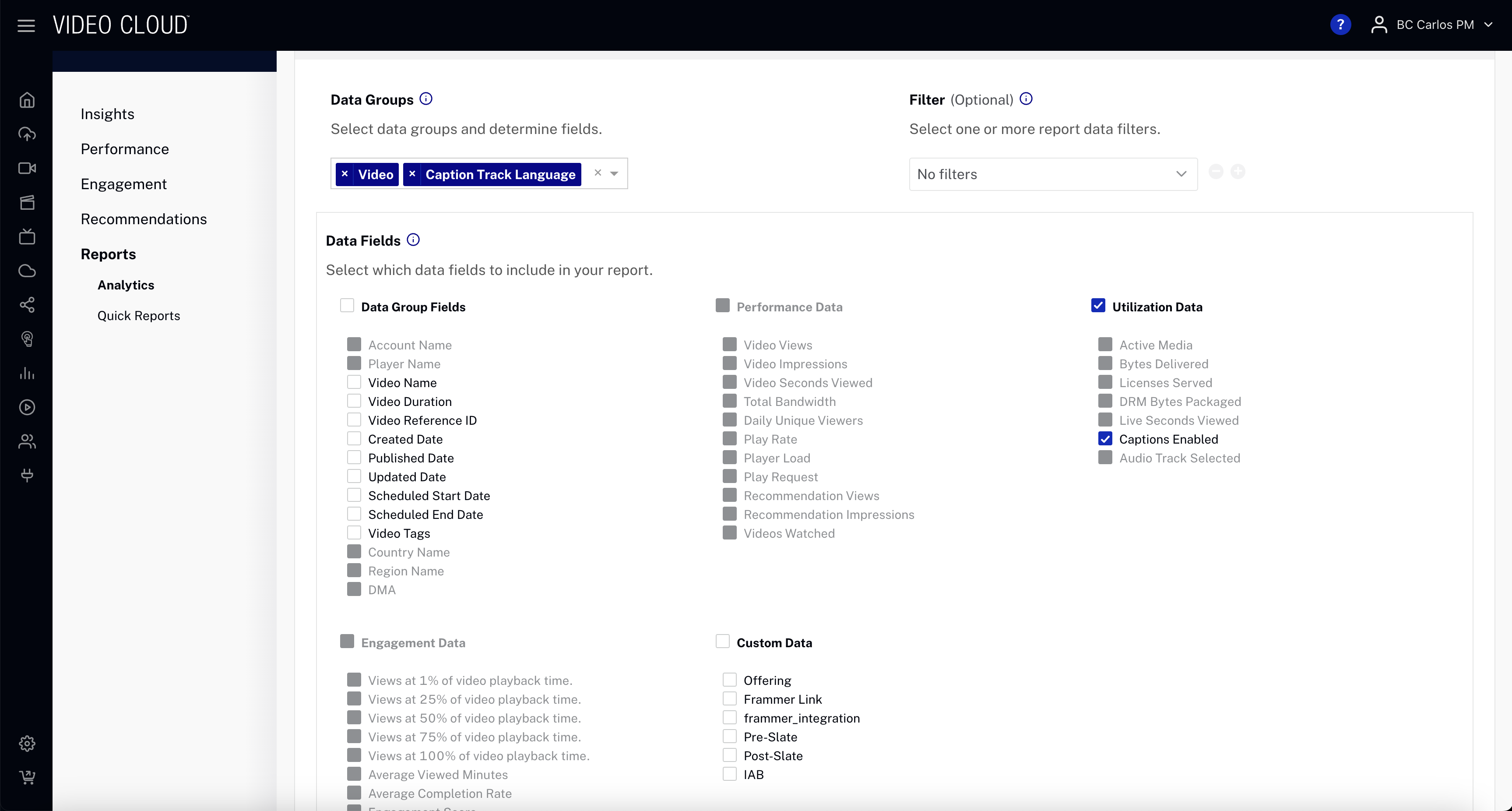 Caption Track Language data fields