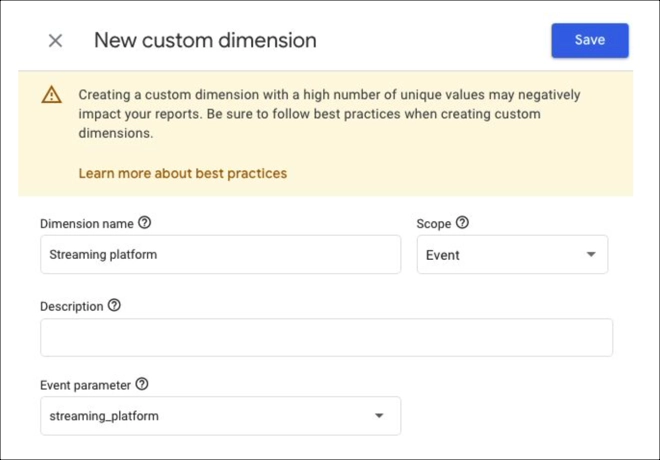 new custom dimension