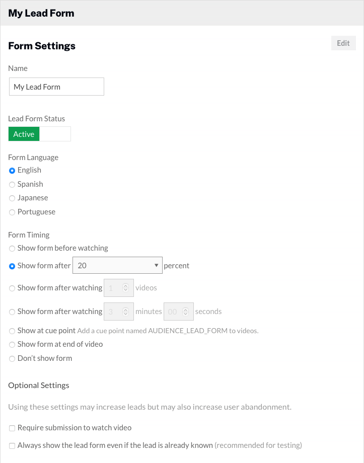 edit lead form