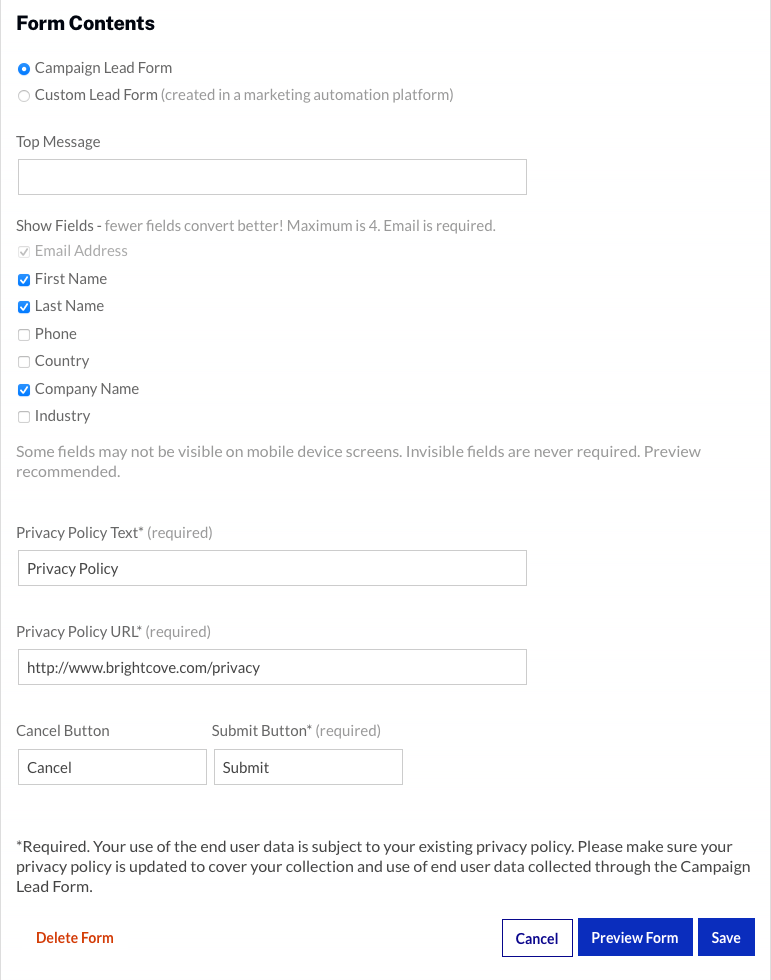 edit lead form