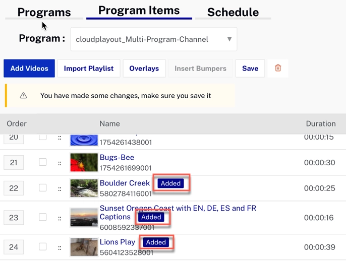 Added Videos