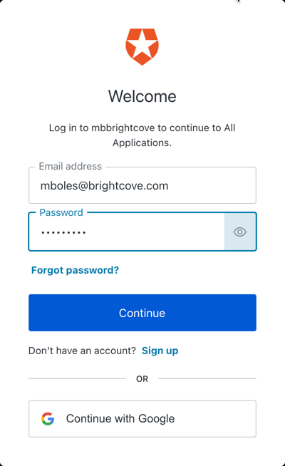 login screen