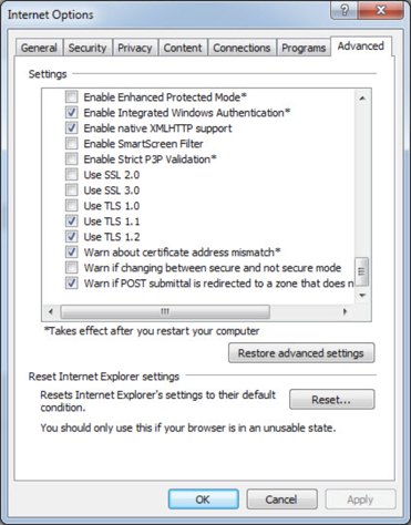 Internet Explorer Settings