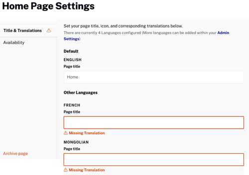 page titles