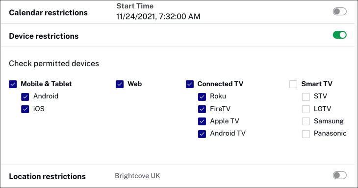 Device restrictions