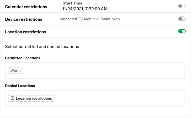 Location restrictions