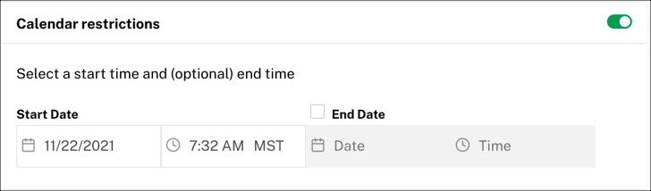 Calendar restrictions