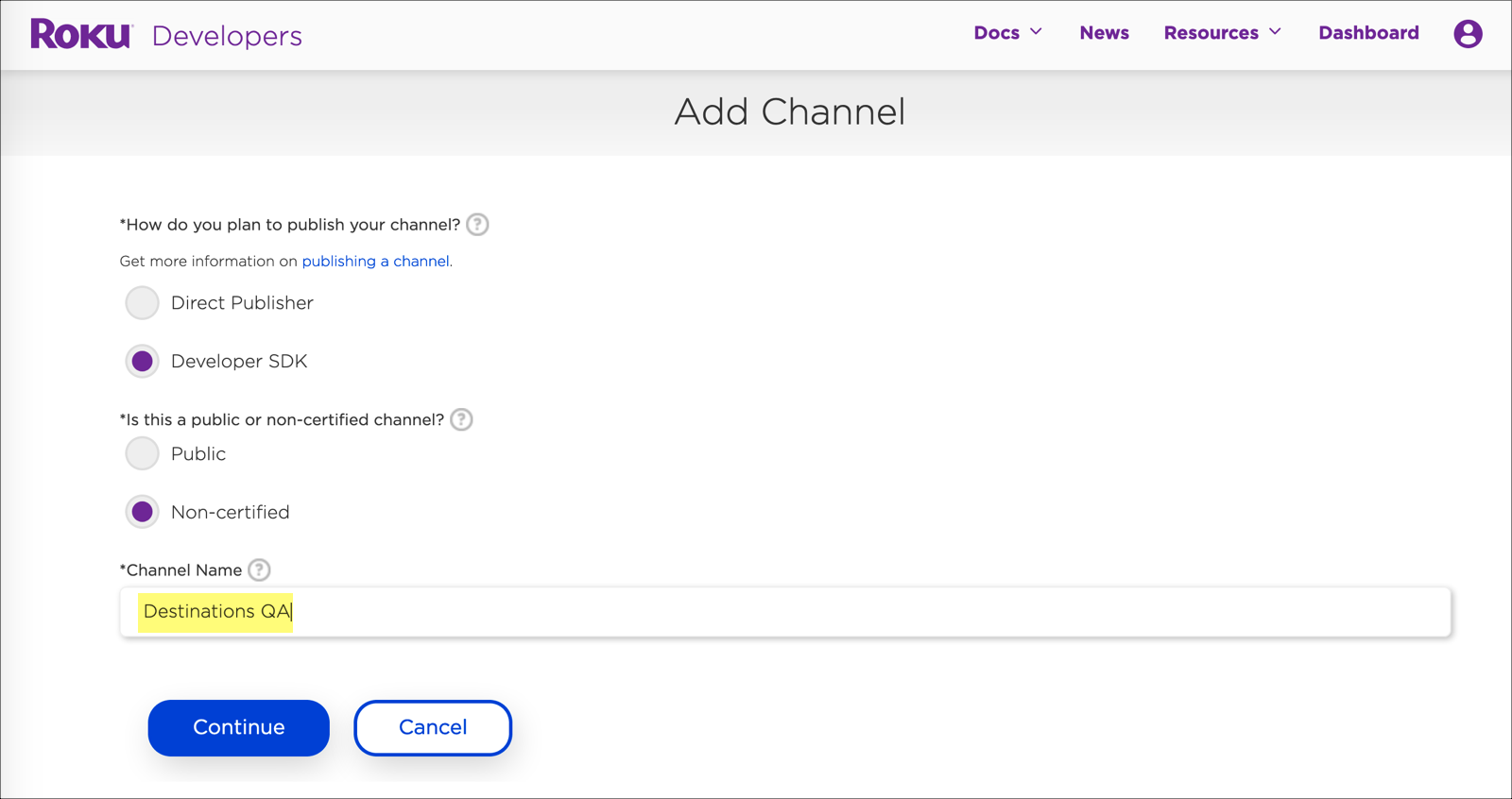 Testing channel