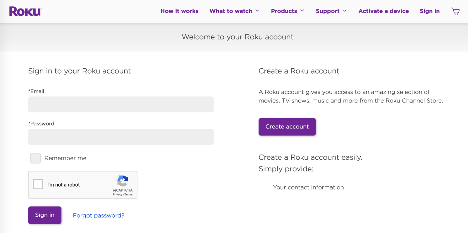 Roku sign in