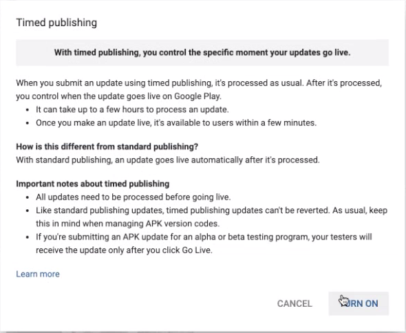 timed publishing