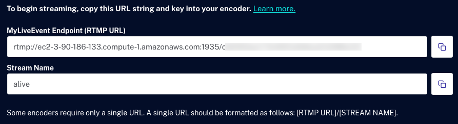 Stream URL and name